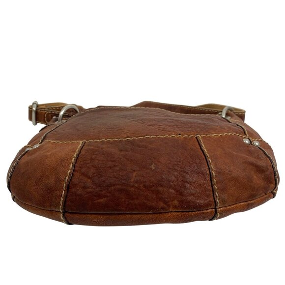VTG FOSSIL Liberty Crossbody Bag Purse Brown Genuine Leather Adjustable FLAW - Picture 5 of 12